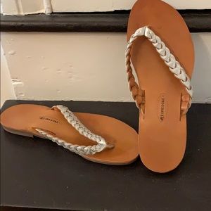 Size 10 silver flip flop sandals